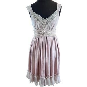 Adele Fado Lace Trimmed Pink Silk Dress Small